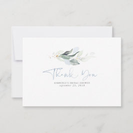 Dammig blå grönska guldblad liten tack kort