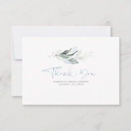 Dammig blå grönska silverblad tackkort tack kort