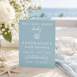 Dammig blå hav Vi ses snart Baby Shower Tack Kort