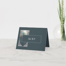 dammig blå konst deka ornate ram sittande kort