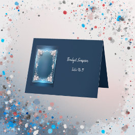 dammig blå konst deka ornate ram sittande kort