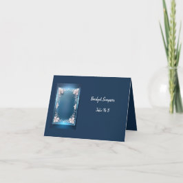 dammig blå konst deka ornate ram sittande kort