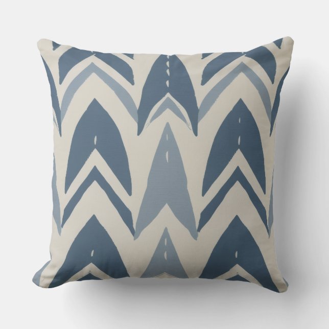 Dammig blå kustbatik Parang-chevron geometrisk Kudde (Framsida)