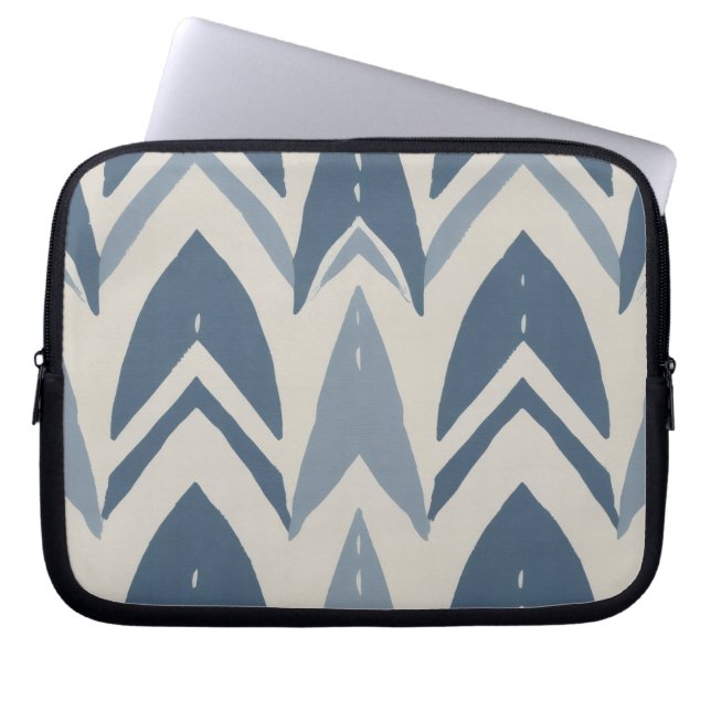 Dammig blå kustbatik Parang-chevron geometrisk Laptop Fodral (Framsidan)
