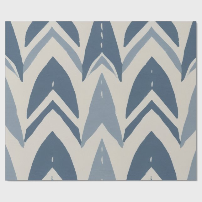 Dammig blå kustbatik Parang-chevron geometrisk Presentpapper (Platt)