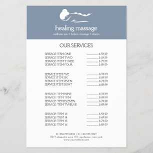 DAMMIG BLÅ KVINNA STENMASSAGE  Wellness Day Spa Flygblad