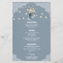 Dammig blå landsbygd kombinerad vit spets bröllop