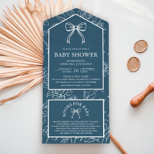 Dammig blå linjekonst Kokett Babyshower båge