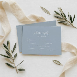 Dammig blå minimal modern kalligrafi bröllop RSVP Tilläggskort