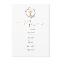 dammig blå och faux guld Menu