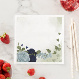 dammig blå och marin blåa blommor greenery pappersservett