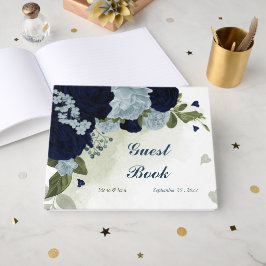 dammig blå och marin blomma, grön gästböcker