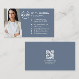 Dammig Blå Professionell Foto Logotyp Visitkort
