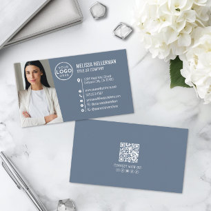 Dammig Blå Professionell Foto Logotyp Visitkort
