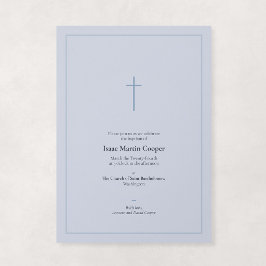 Dammig blå religiös minimal korsdop inbjudningar