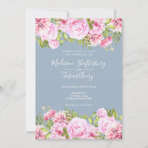 Dammig blå rosa peony grönska blomsterbröllop