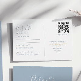 Dammig blå RSVP-kort med QR-kod Bröllop OSA Kort