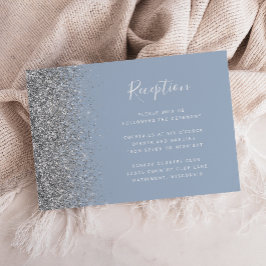 Dammig blå silverglitter bröllopsmottagning tilläggskort