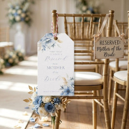 Dammig blå sittplats reserverad för bruden mor presentetikett