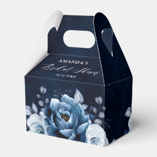 Dammig blå skiffer marin botanisk bröllopsdusch presentaskar
