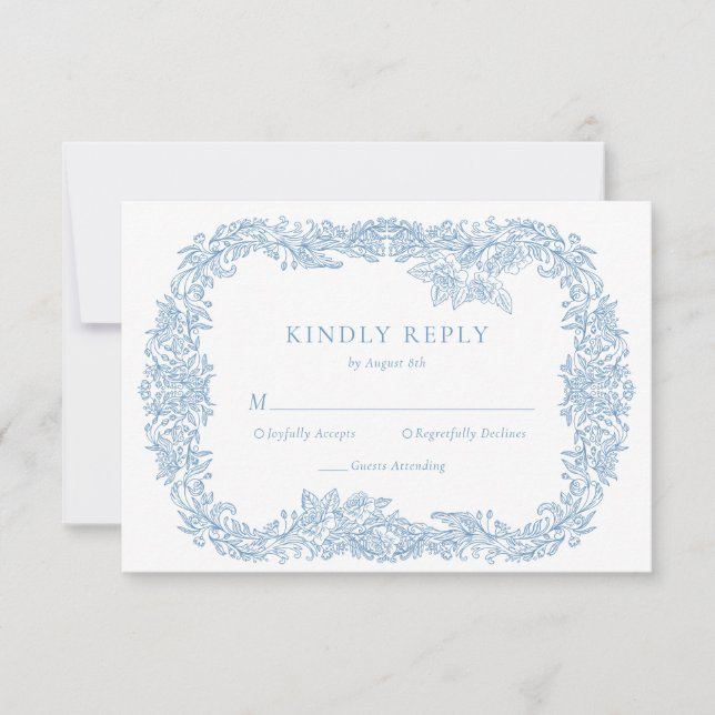 Dammig blå vintage barock blomstergestaltat svar (Framsida)