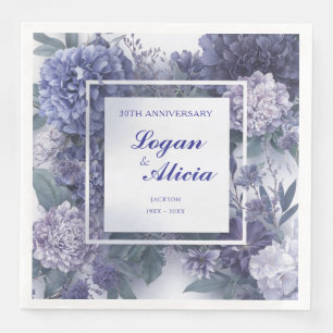 Dammig Blå Violett Blommig Trädgårdsbröllop Pappersservett