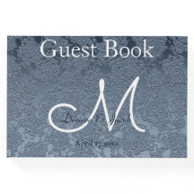 Dammig blå vit elegant vigselmonogram