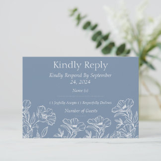 Dammig blå vit lilja blomsterbröllop RSVP-mall OSA Kort