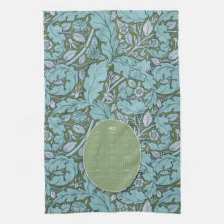 Dammig blå William Morris Akantus & Ros Kalender Kökshandduk