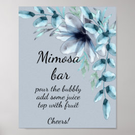 Dammig blågrå blomster Mimosa bar  Poster