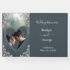 dammig blåkonst deka ornat ram bröllop gästböcker