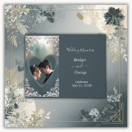 dammig blåkonst deka ornat ram bröllop gästböcker