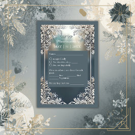 dammig blåkonst deka ornat ram bröllop OSA kort