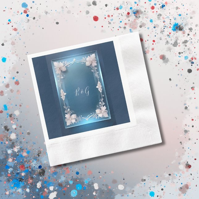 dammig blåkonst deka ornat ram bröllop pappersservett (Skapare uppladdad)