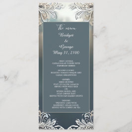 dammig blåkonst deka ornat ram bröllop program