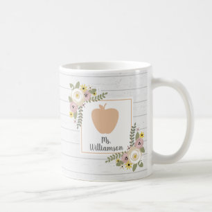 Dammig blom- träpersonliglärare kaffemugg