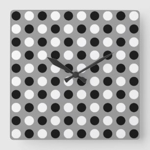 Dammig grå färgpolka dots fyrkantig klocka