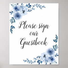 dammig guestbook-tecken i blommigt bröllop poster