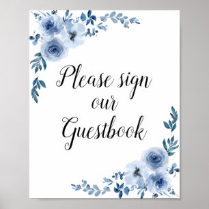 dammig guestbook-tecken i blommigt bröllop poster