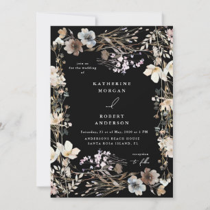 Dammig höstäng blomsterbröllop inbjudningar