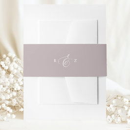 Dammig Lavendel Elegant Enkel Monogram Bröllop Band För Inbjudningskort