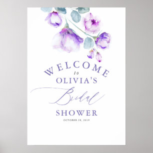 Dammig lila blomstergudstjänstlig välkomstbröllops poster