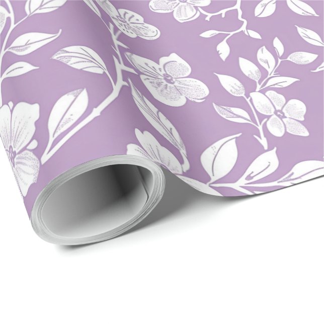 Dammig lila chinoiserie decoupage presentpapper (Rullad Hörn)