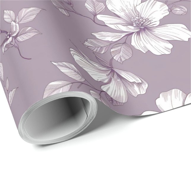 Dammig lila kineseri decoupage presentpapper (Rullad Hörn)