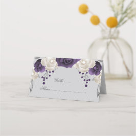 dammig lila och vita blommor placeringskort