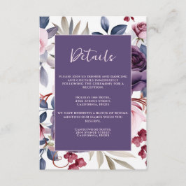 dammig lila ro blommigt vattenfärgen bröllop tilläggskort