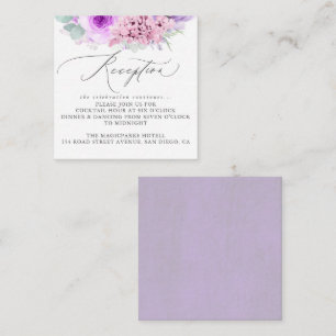 Dammig lila rosa blomsterbröllopsreception tilläggskort