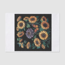 Dammig lila solros, dramatisk blomdecoupage 
