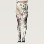 Dammig Mauve & Elfenbensfärgad Botanisk Blomning Leggings<br><div class="desc">Dammig Mauve & Elfenbensfärgad Botanisk Blomning Byxor</div>
