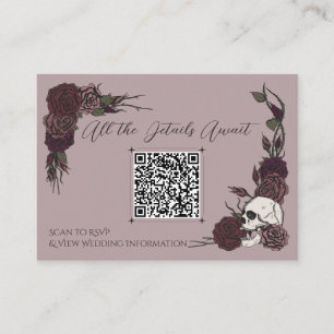 Dammig Mauve Gotisk Handritad Dödskalle QR-kort Tilläggskort